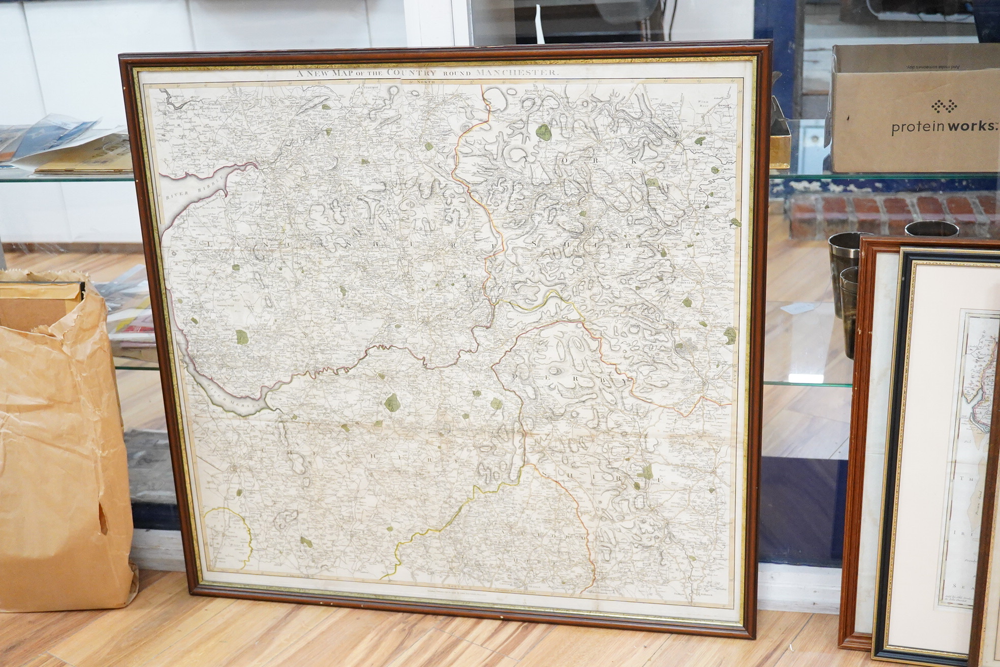 A collection of maps to include, After Stockdale, A New Map of the County Around Manchester, After Robert Morden, The County Palatine of Lancaster and various other unframed antique maps to include Continental and Britis